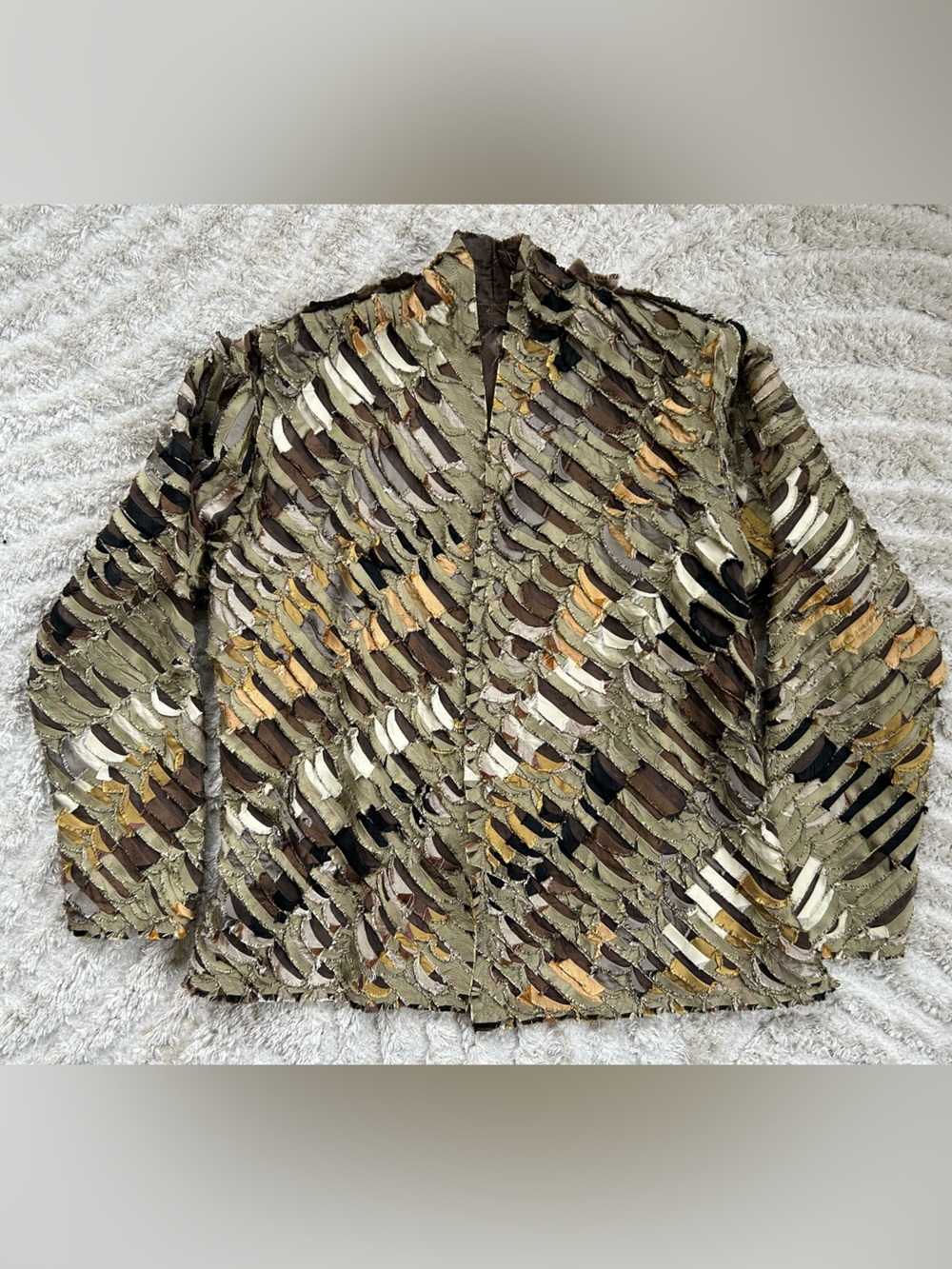 Tim Harding Art to Wear Silk Textured Open Front Shirred Jacket